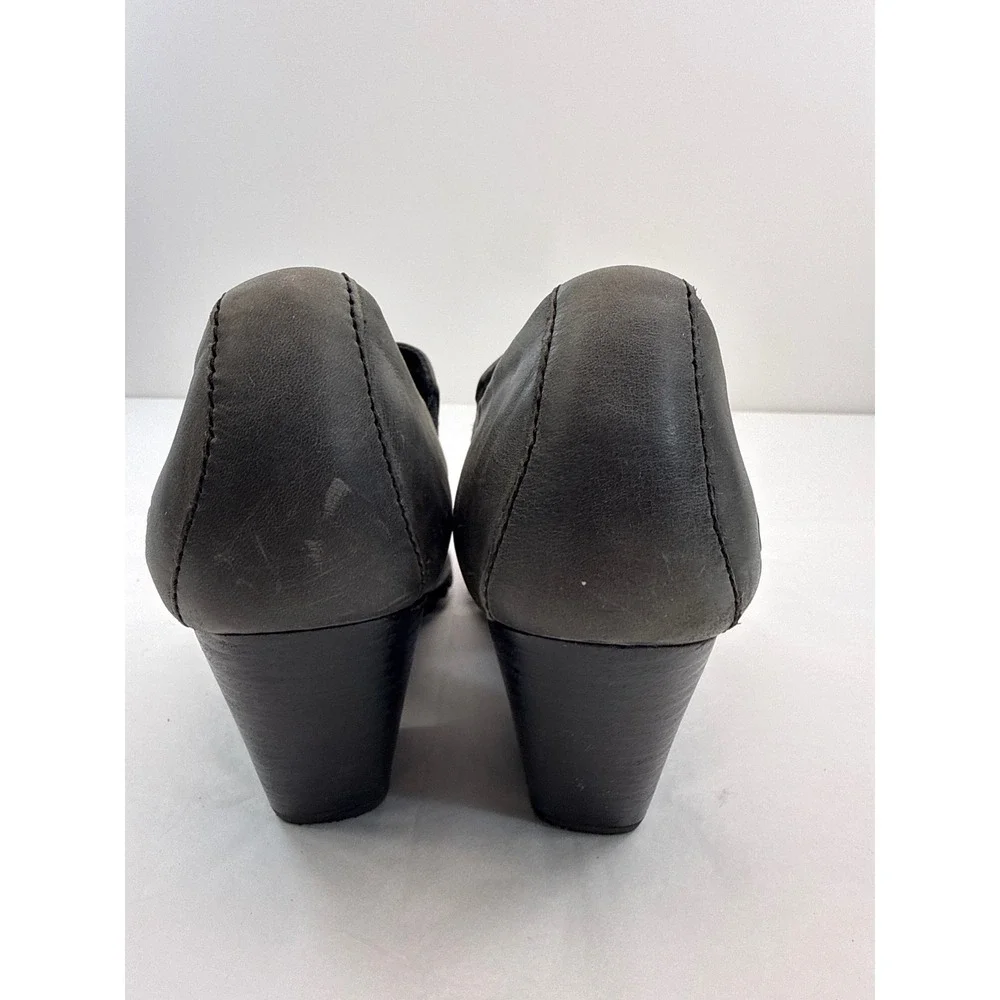 Born Leather Shooties Women 9.5 Grey Slip On Block Heel Professional
